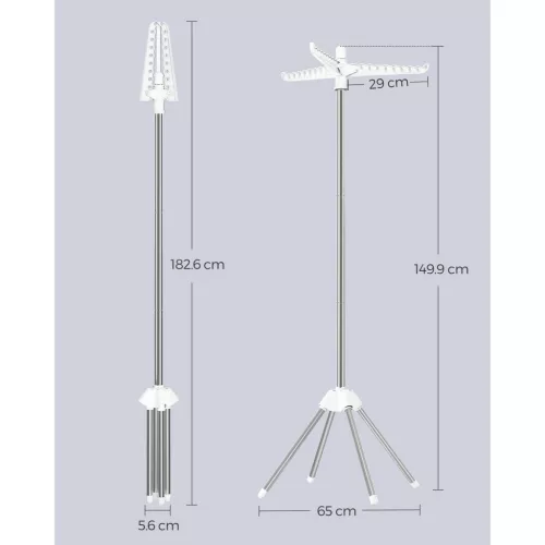 Uscător de rufe, 3 brațe rotative, 4 picioare, alb și argintiu