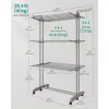 Suport de uscare a rufelor pliabil cu roți, 4 niveluri, gri, 125.5 x 63.5 x 172.5 cm