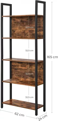 vasagle-raft-de-depozitare-maro-rustic-62x24x165cm