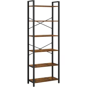 vasagle-raft-de-carti-raft-in-picioare-6-niveluri-maro-rustic-66x30x186cm