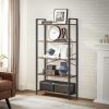 vasagle-raft-raft-in-picioare-5-niveluri-maro-rustic-80x30x153cm