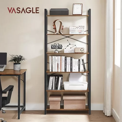 vasagle-raft-raft-in-picioare-6-niveluri-maro-rustic-80x30x186cm
