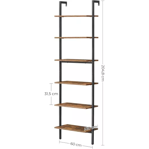vasagle-raft-de-carti-raft-in-picioare-maro-rustic-204x60x30cm