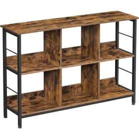 vasagle-raft-de-carti-raft-de-depozitare-6-compartimente-maro-rustic-33-x-120-x-80-cm