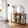 vasagle-raft-de-carti-raft-de-depozitare-6-compartimente-maro-rustic-33-x-120-x-80-cm