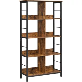 vasagle-raft-de-carti-raft-de-depozitare-maro-rustic-80x33x149cm