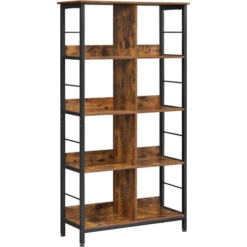 vasagle-raft-de-carti-raft-de-depozitare-maro-rustic-80x33x149cm