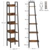 vasagle-raft-scara-biblioteca-ingusta-cu-5-niveluri-maro-rustic-30x34x170cm