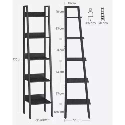vasagle-raft-scara-biblioteca-ingusta-cu-5-niveluri-negru-30x34x170cm