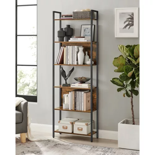 vasagle-raft-de-carti-raft-de-depozitare-maro-rustic-6024186cm
