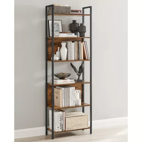 vasagle-raft-de-carti-raft-de-depozitare-maro-rustic-6024186cm