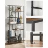 vasagle-raft-de-carti-6-niveluri-raft-geometric-maro-rustic-si-negru-30-x-80-x-180-cm