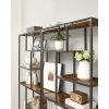 vasagle-raft-de-carti-6-niveluri-raft-geometric-maro-rustic-si-negru-30-x-80-x-180-cm