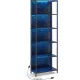 Bibliotecă, iluminare LED reglabilă, cadru din oțel, negru 60x30x179cm