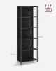 Bibliotecă, iluminare LED reglabilă, cadru din oțel, negru 60x30x179cm