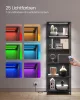 Bibliotecă, iluminare LED reglabilă, cadru din oțel, negru 60x30x179cm
