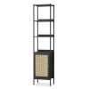 vasagle-raft-carti-cu-usa-cu-efect-rattan-cadru-metalic-negru-40x30x174cm