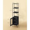 vasagle-raft-carti-cu-usa-cu-efect-rattan-cadru-metalic-negru-40x30x174cm