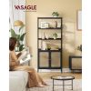 vasagle-raft-de-carti-cu-2-usi-cu-efect-rattan-cadru-metalic-negru-76x30x174cm