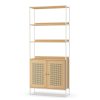 vasagle-raft-de-carti-cu-2-usi-cu-efect-rattan-cadru-metalic-bej-76x30x174cm