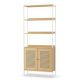 vasagle-raft-de-carti-cu-2-usi-cu-efect-rattan-cadru-metalic-bej-76x30x174cm