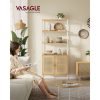 vasagle-raft-de-carti-cu-2-usi-cu-efect-rattan-cadru-metalic-bej-76x30x174cm