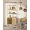 vasagle-raft-de-carti-cu-2-usi-cu-efect-rattan-cadru-metalic-bej-76x30x174cm