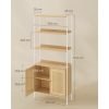 vasagle-raft-de-carti-cu-2-usi-cu-efect-rattan-cadru-metalic-bej-76x30x174cm