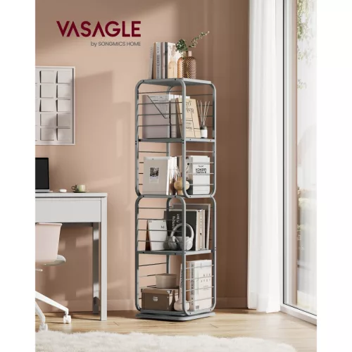 vasagle-raft-de-carti-raft-din-otel-pivotant-la-360-4-niveluri-43x43x158cm