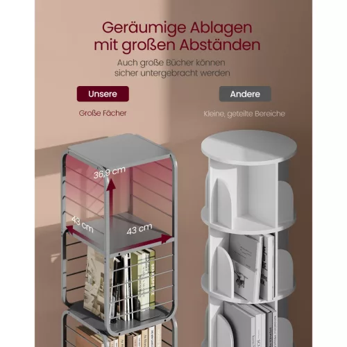 vasagle-raft-de-carti-raft-din-otel-pivotant-la-360-4-niveluri-43x43x158cm