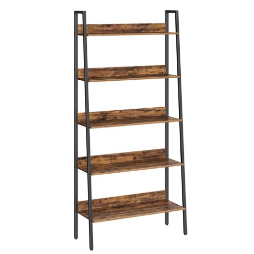 vasagle-raft-de-carti-raft-scara-4-niveluri-maro-rustic-80x30x170cm