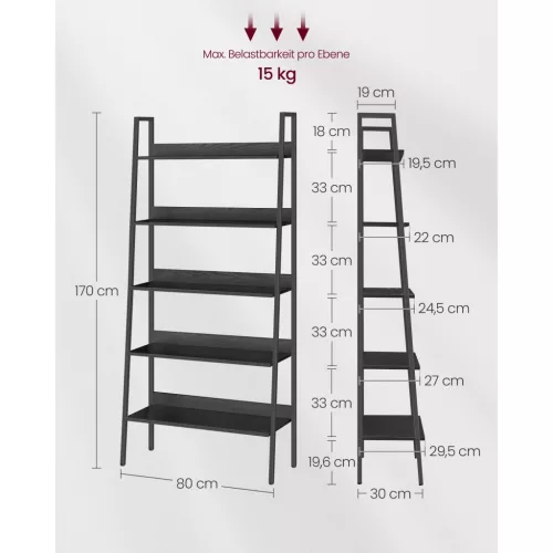 vasagle-raft-de-carti-raft-scara-4-niveluri-negru-80x30x170cm