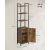 Raft de cărți, raft înalt de depozitare cu ușă, cadru din oțel, maro rustic 40x24x160cm