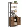 Bibliotecă, raft vertical cu ușă, maro rustic 60x24x159cm