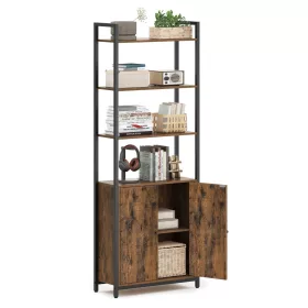 Bibliotecă, raft vertical cu ușă, maro rustic 60x24x159cm