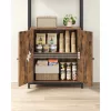 Bibliotecă, raft vertical cu ușă, maro rustic 60x24x159cm