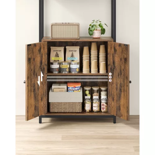 Bibliotecă, raft vertical cu ușă, maro rustic 60x24x159cm