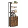 Bibliotecă, raft vertical cu ușă, maro rustic 60x24x159cm