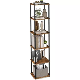   Raft de depozitare, 6 niveluri, raft în picioare, maro rustic 23.8 x 38 x 173.4 cm