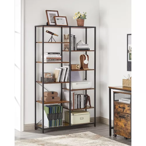 vasagle-raft-de-carti-raft-de-depozitare-maro-rustic-10030170cm