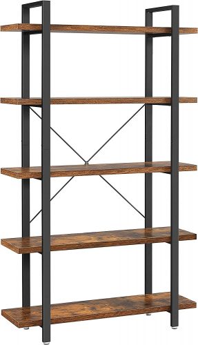 vasagle-raft-de-carti-raft-de-depozitare-maro-rustic-105x33x177cm