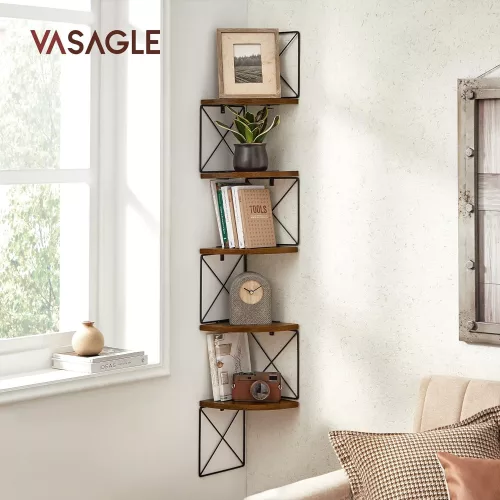 vasagle-raft-de-colt-montabila-pe-perete-pe-5-niveluri-maro-rustic-si-negru