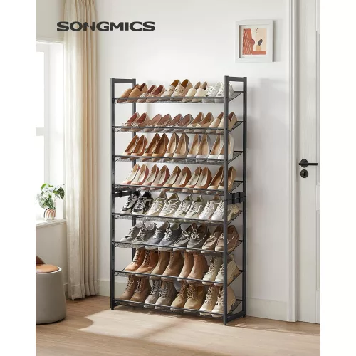songmics-raft-depozitare-pantofi-2x4-niveluri-plasa-metalica-cu-rafturi-negru-92x30x163cm