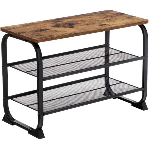vasagle-bancheta-depozitare-pantofi-cu-doua-niveluri-de-depozitare-maro-rustic-66x45x30cm