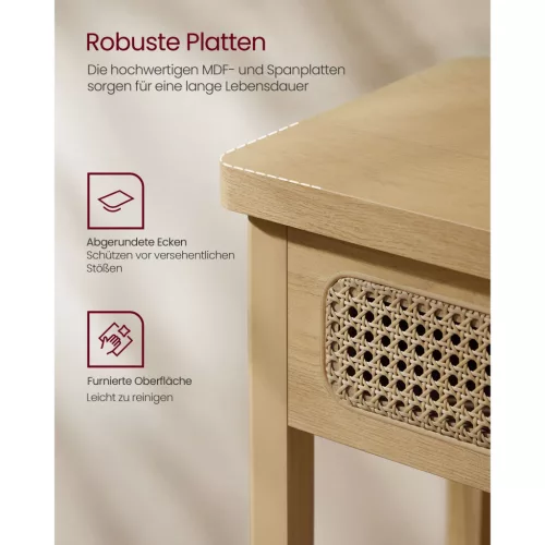 vasagle-masa-consola-cu-doua-sertare-fata-cu-efect-rattan-stejar-100x30x80cm