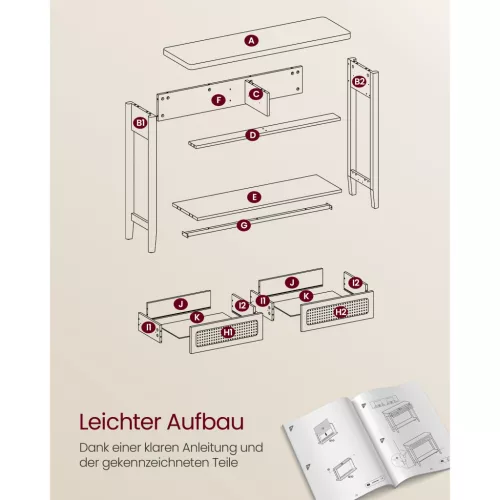 vasagle-masa-consola-cu-doua-sertare-fata-cu-efect-rattan-stejar-100x30x80cm