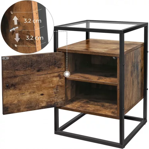 vasagle-masuta-depozitare-cu-cadru-metalic-si-blat-din-sticla-securizata-maro-rustic