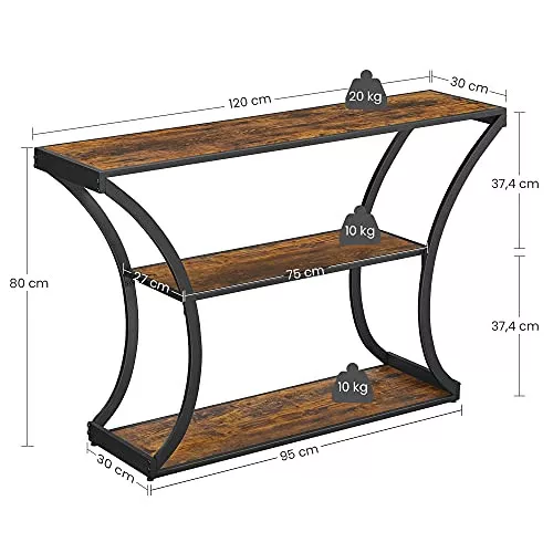 vasagle-masa-consola-cu-rafturi-maro-rustic-120x30x80cm
