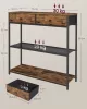 Masă consolă îngustă cu 2 sertare din țesătură, maro rustic, 24 x 76 x 80 cm