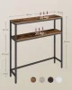 Masă consolă îngustă cu 2 rafturi, maro rustic 20 x 80 x 80 cm